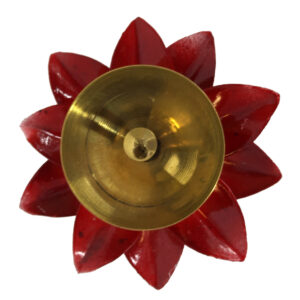 Brass Lotus Diya Red Small